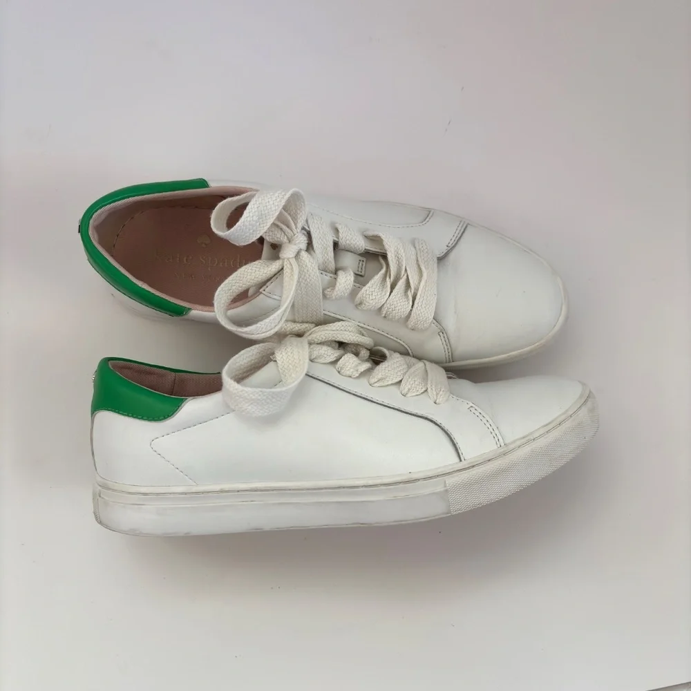 KATE SPADE White Leather Low Top Sneakers Women’s Size 10
